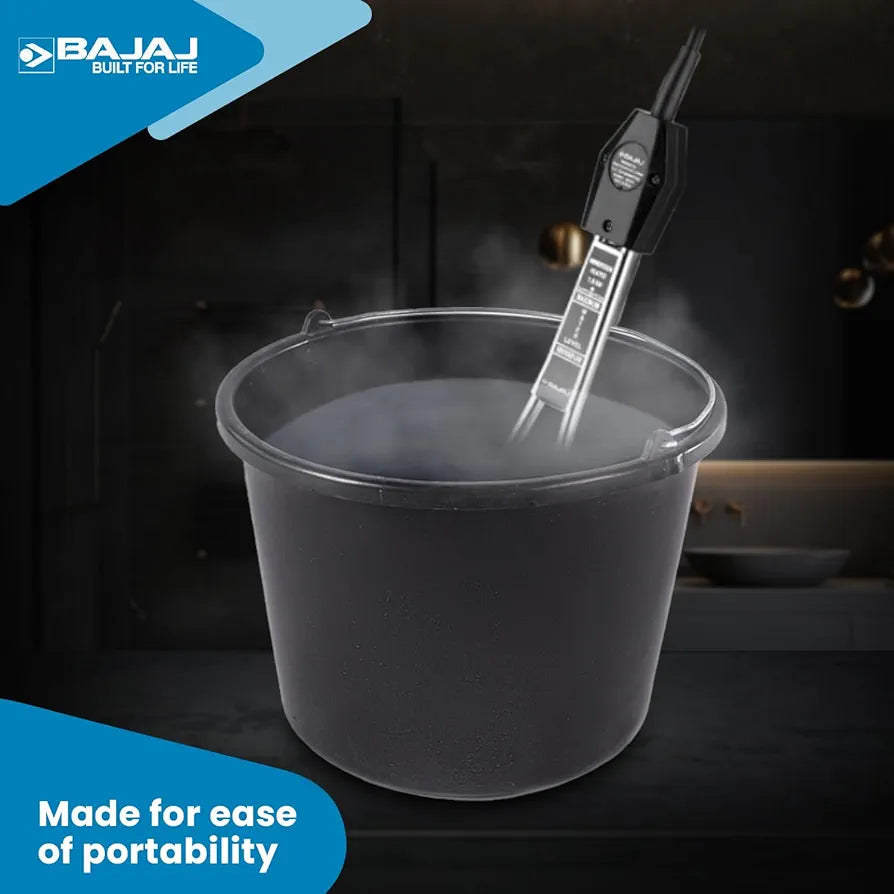 Bajaj Copper 1000 W Immersion Rod Heater For Home|Water Heater Rod For Efficient Heating|With Anti-Corrosive Nickel Plating|ISI Approvel Safety & Quality|2-Yr Warranty|Black/silver